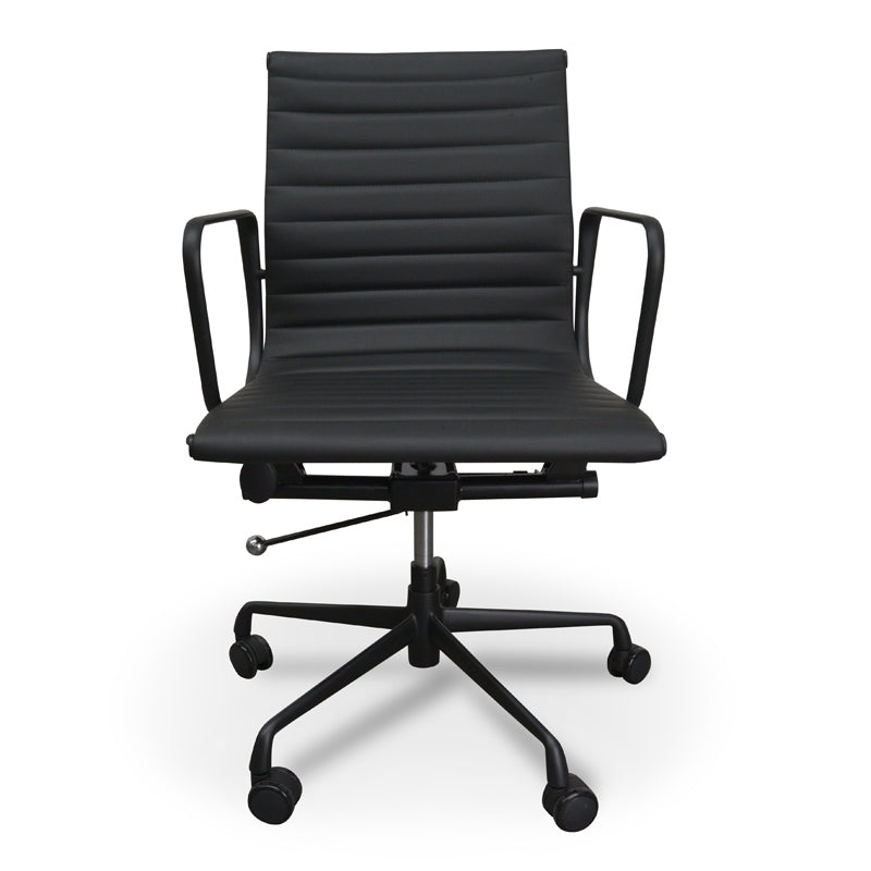 RachelLeather Office Chair - Full Black-0