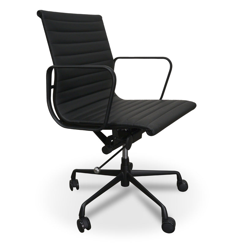 RachelLeather Office Chair - Full Black-0