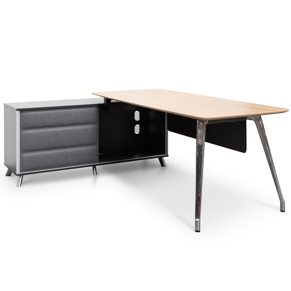 Victor 2m Left  Return Office Desk - Natural - Black-0