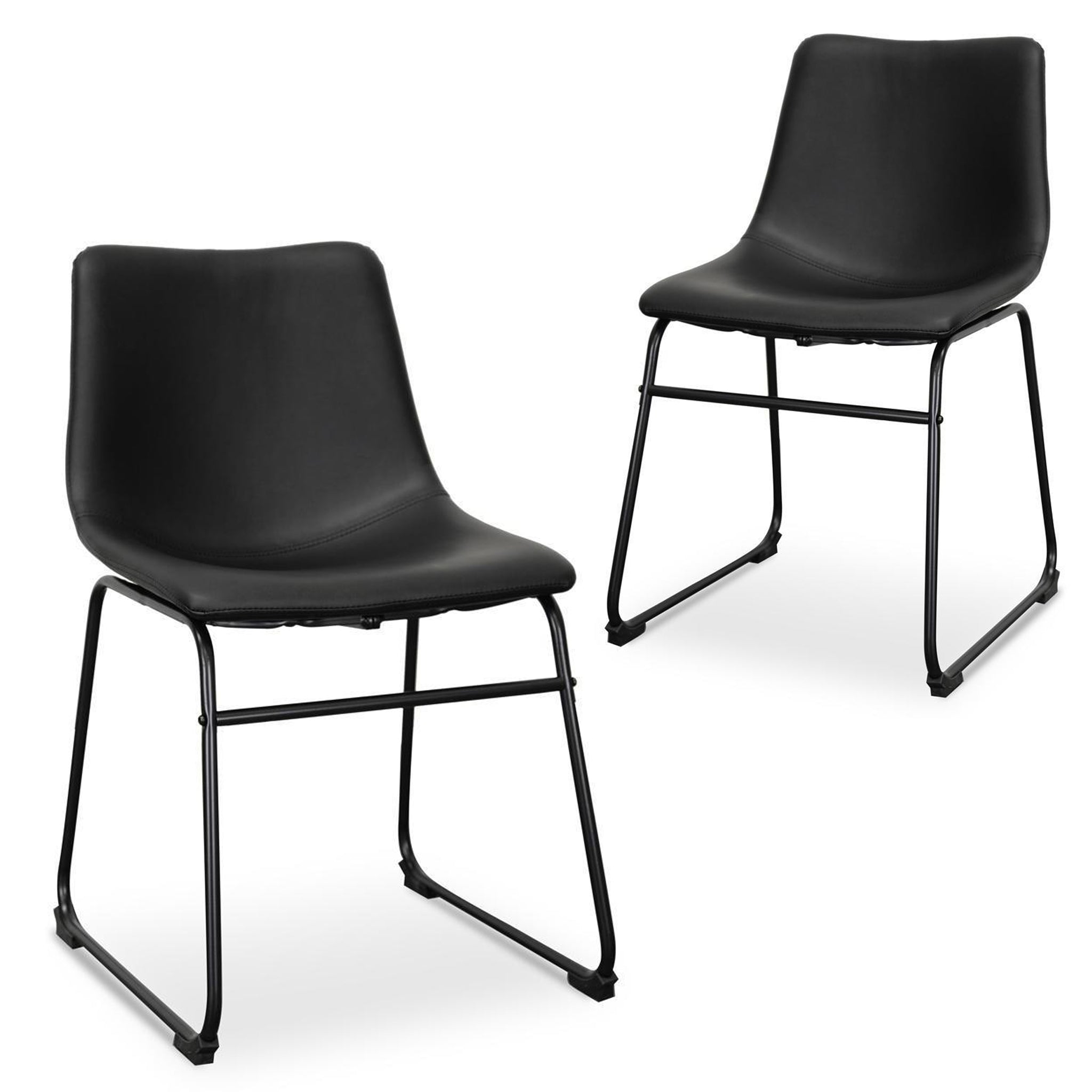 Peter Industrial Dining Chair - Black PU (Set of 2)-0