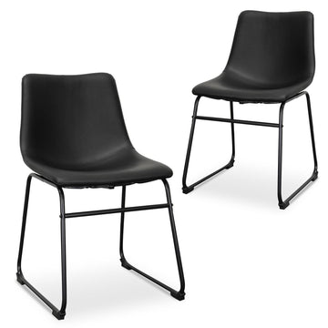 Peter Industrial Dining Chair - Black PU (Set of 2)-0