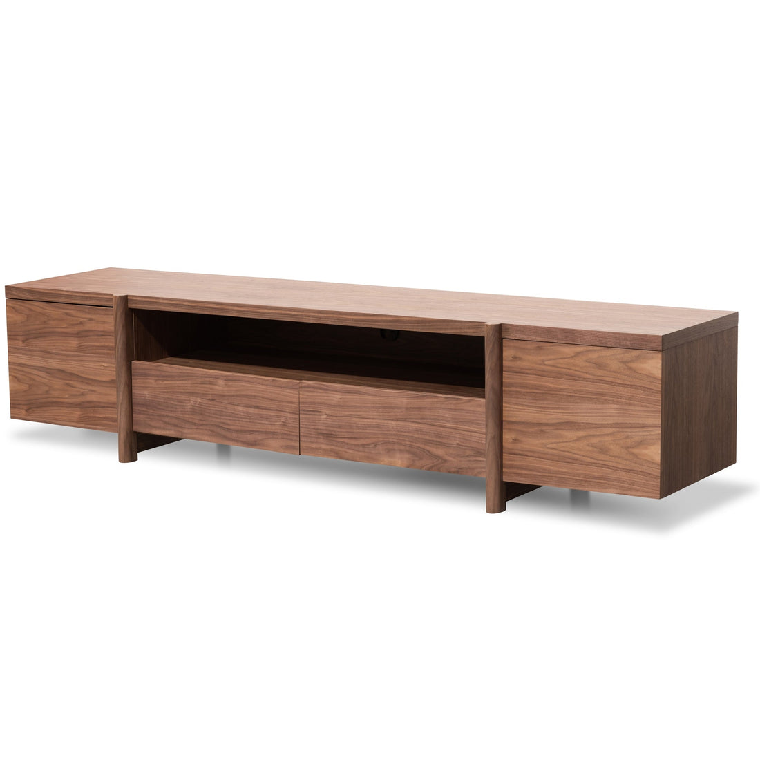Taylor Lowline 2.1m Entertainment TV Unit In Walnut - Timber Legs-0