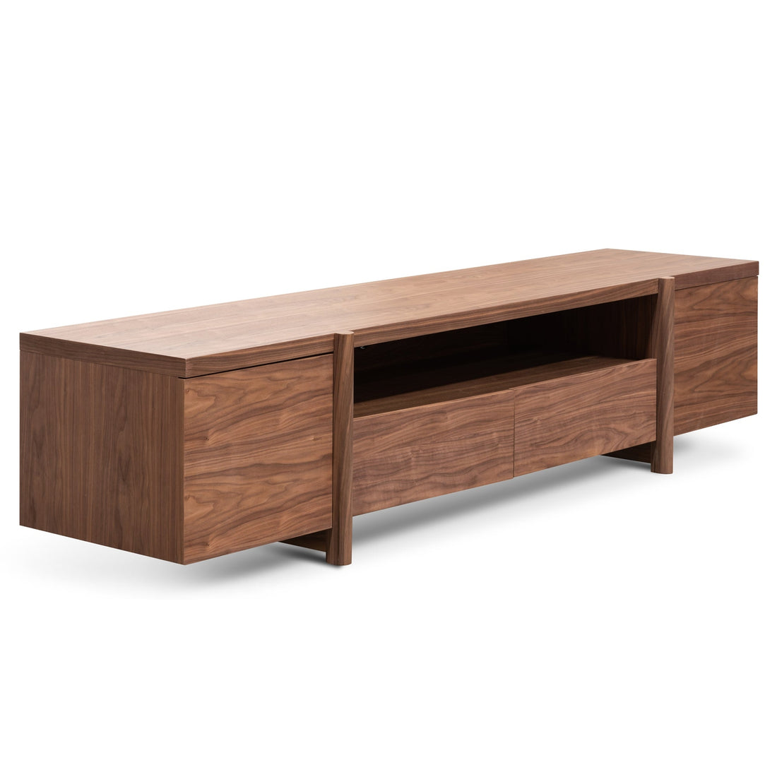 Taylor Lowline 2.1m Entertainment TV Unit In Walnut - Timber Legs-0