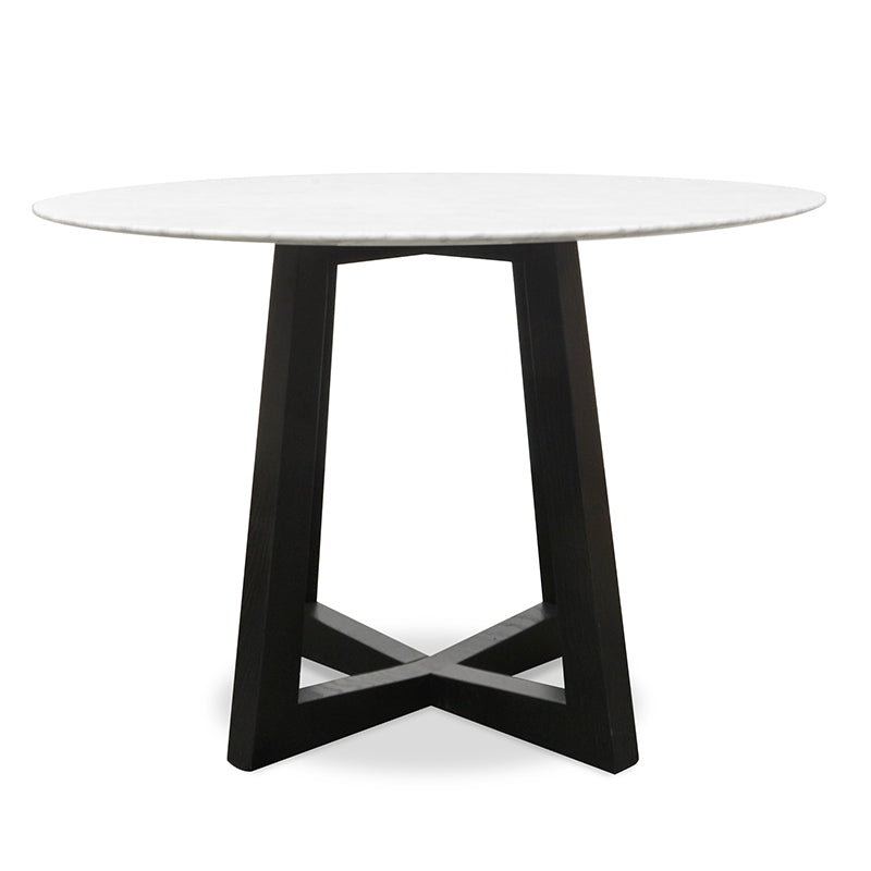 Michael1.15m Round Marble Dining Table - Black Base-0