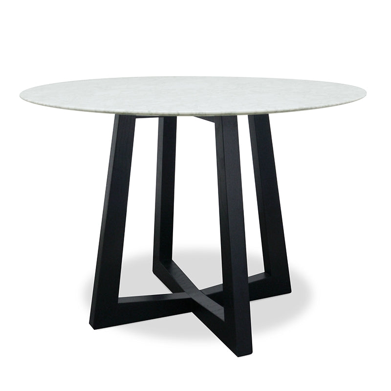 Michael1.15m Round Marble Dining Table - Black Base-0