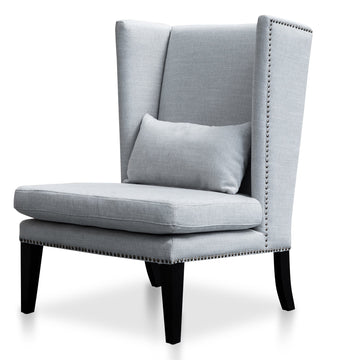 Violet Velvet Lounge Wingback Chair in Light Texture Grey