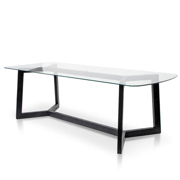 Madeline 2.4m Dining Table - Glass Top with Black Base