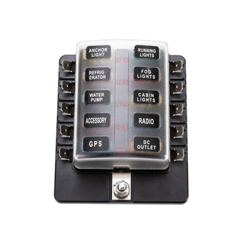 10 Way Blade Fuse Block Holder W/Led Indicator Light 12V 24V Car Marine 20 Fuses - Shopping Planet