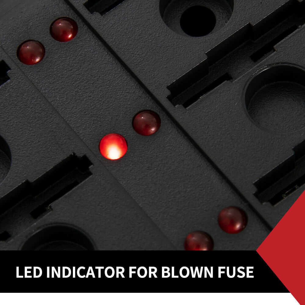 10 Way Blade Fuse Block Holder W/Led Indicator Light 12V 24V Car Marine 20 Fuses - Shopping Planet