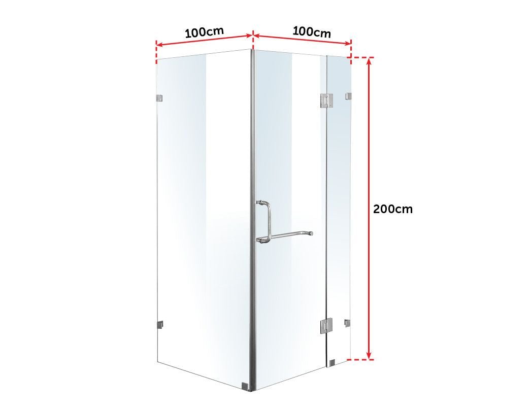 1000 x 1000mm Frameless 10mm Glass Shower Screen By Della Francesca - Shopping Planet