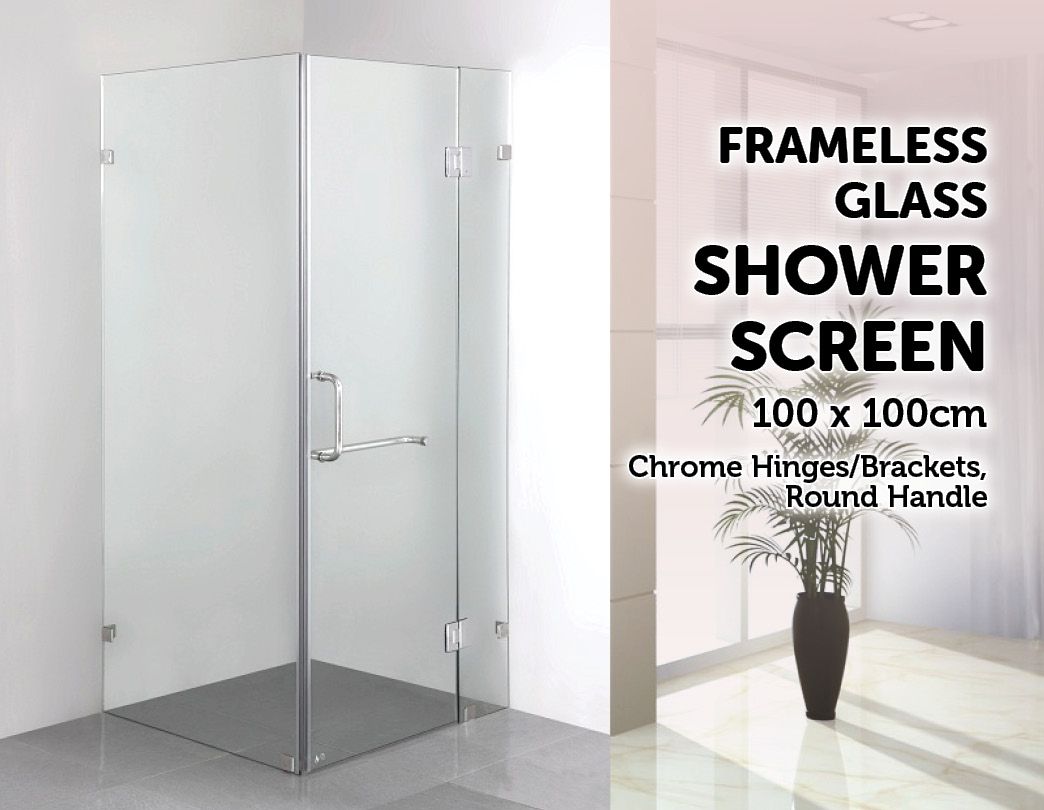 1000 x 1000mm Frameless 10mm Glass Shower Screen By Della Francesca - Shopping Planet