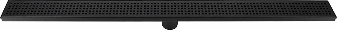 1000mm Bathroom Shower Black Grate Drain w/Centre outlet Floor Waste Square Pattern - Shopping Planet