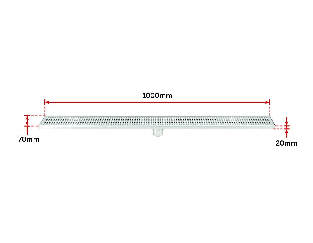 1000mm Bathroom Shower Stainless Steel Grate Drain w/Centre outlet Floor Waste Square Pattern - Shopping Planet