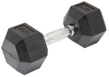 10KG Commercial Rubber Hex Dumbbell Gym Weight - Shopping Planet