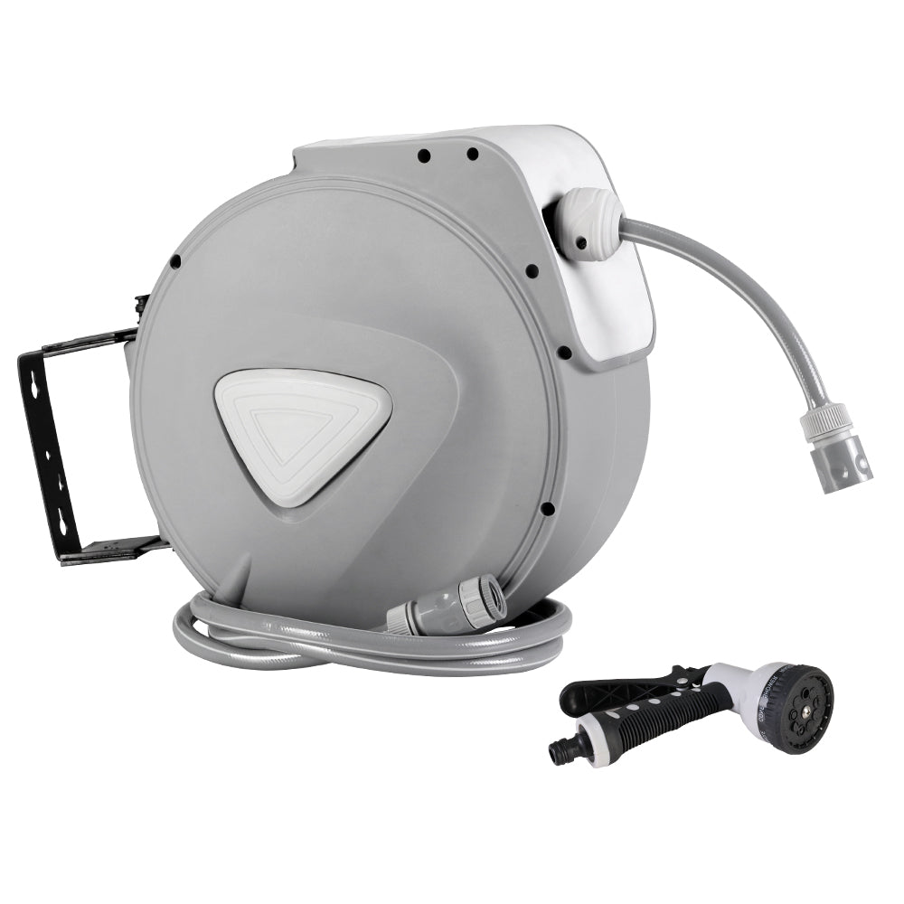 10M Retractable Water Hose Reel Garden Storage AutoRewind Spray Gun - Shopping Planet