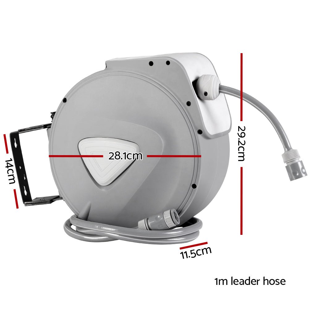 10M Retractable Water Hose Reel Garden Storage AutoRewind Spray Gun - Shopping Planet