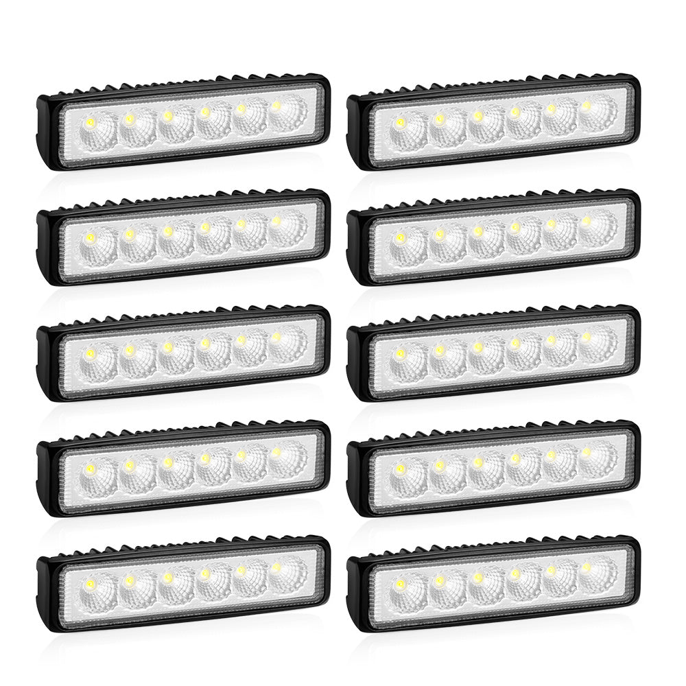 10x 6inch LED Work Light Bar Flood Reverse Fog Driving Lamp Offroad 4x4 - Shopping Planet