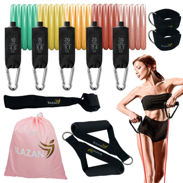 11 PC Resistance Bands Set Exercise Tube Bands with Door Anchor Handles Carry Bag Legs Ankle Straps for Strength Training Physical Therapy Home Workout - Shopping Planet