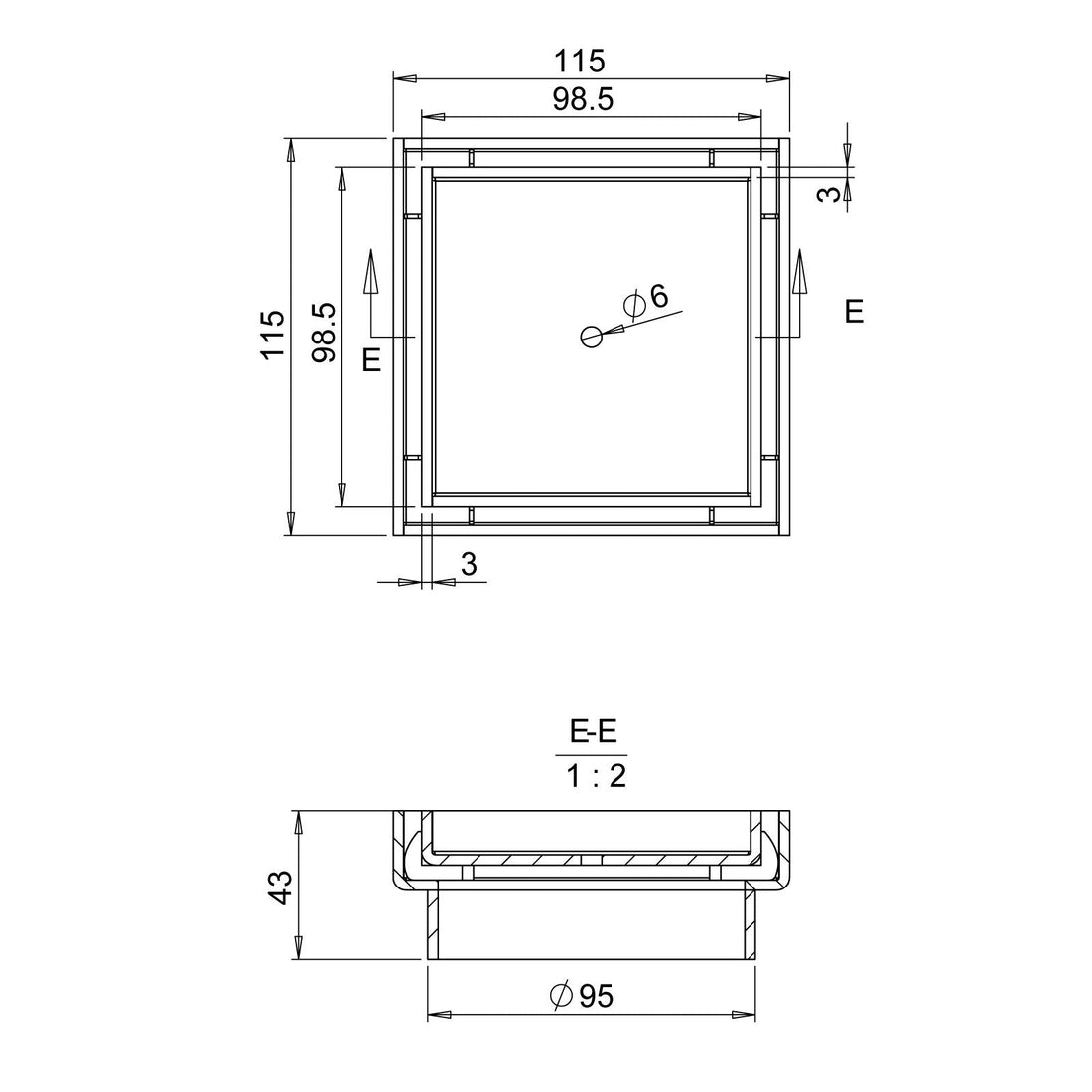115x115mm Stainless Steel Shower Grate Tile Insert Drain Square Bathroom - Shopping Planet
