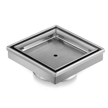 115x115mm Stainless Steel Shower Grate Tile Insert Drain Square Bathroom Home - Shopping Planet