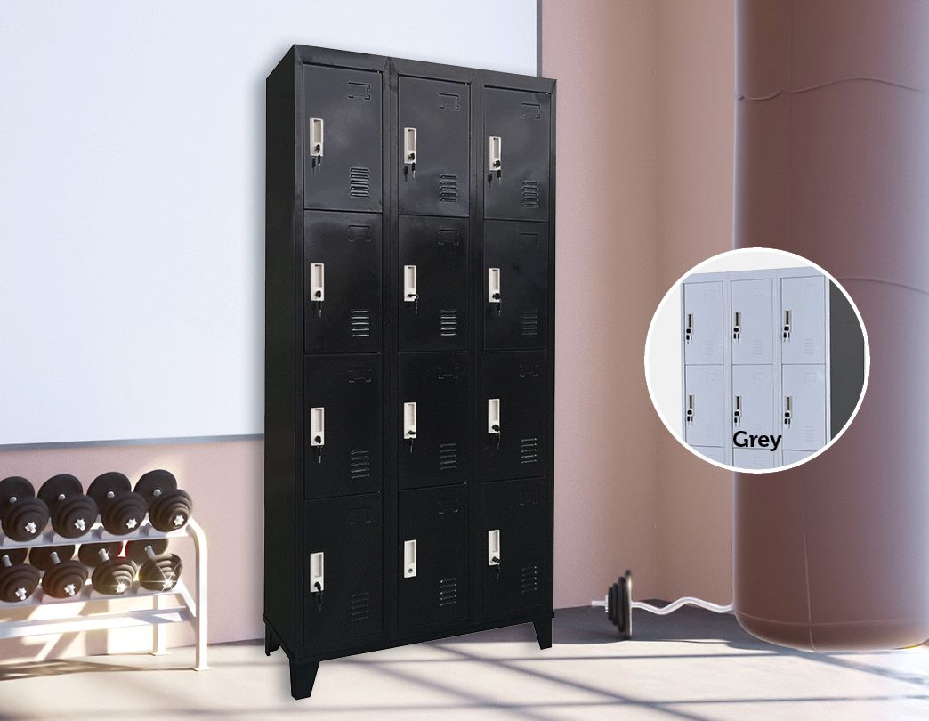 12 Door Locker - Office/Gym - Black - Shopping Planet
