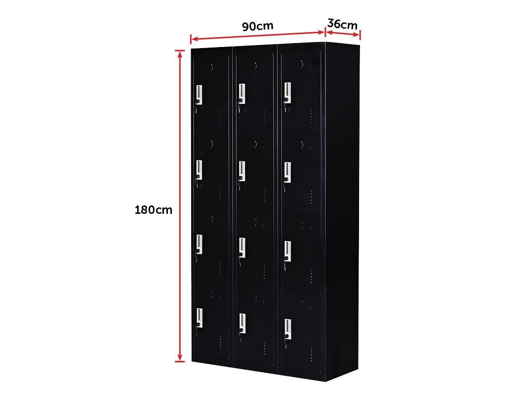 12 Door Locker - Office/Gym - Black - Shopping Planet