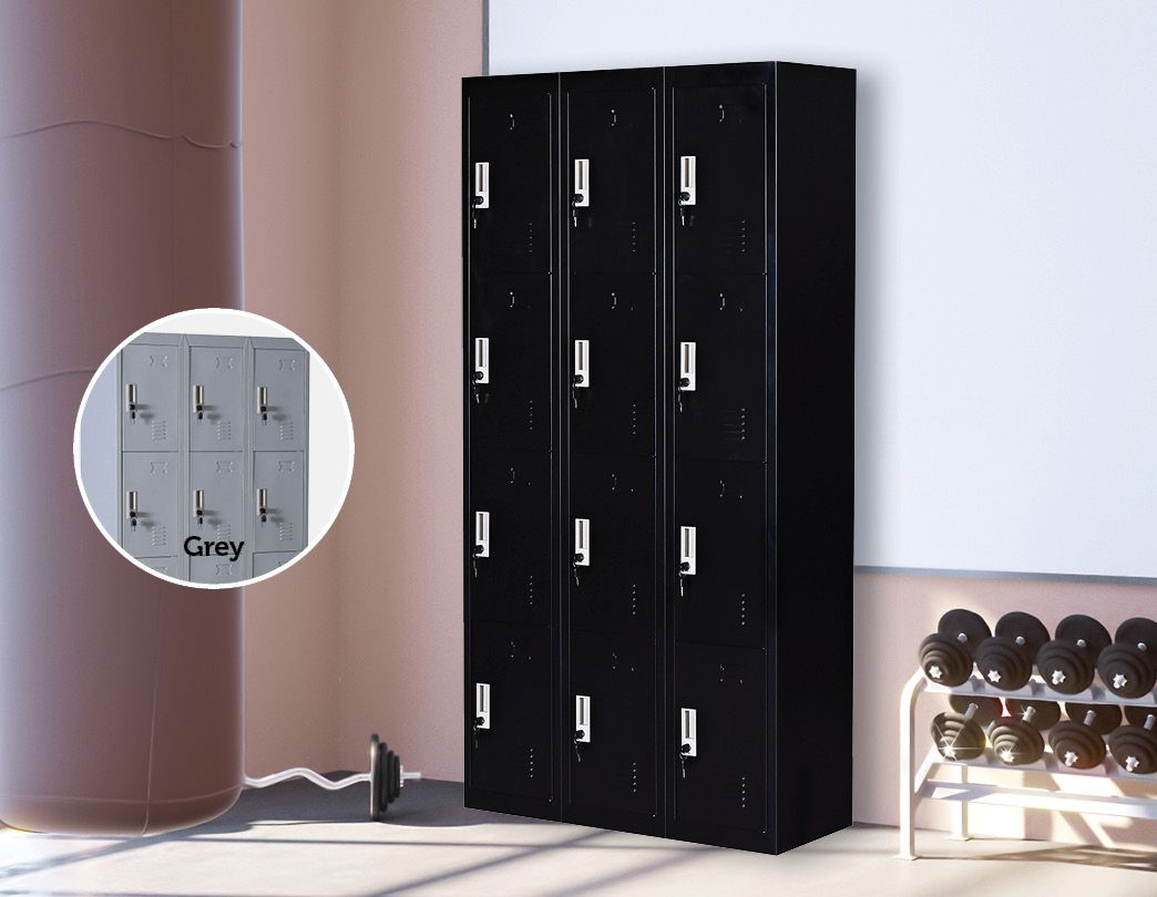 12 Door Locker - Office/Gym - Black - Shopping Planet