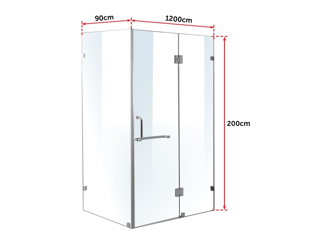 1200 x 900mm Frameless 10mm Glass Shower Screen By Della Francesca - Shopping Planet