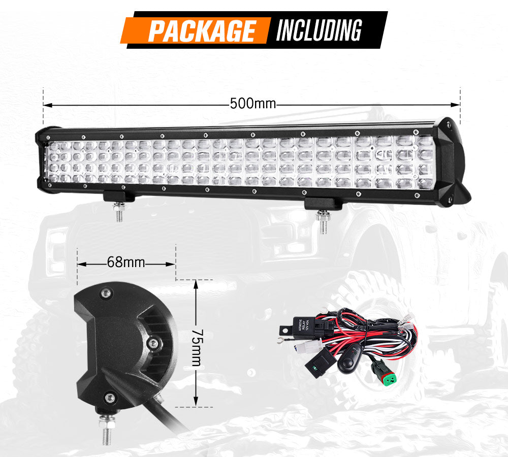 20Inch Cree LED Light Bar Quad Row Spot Beam Work Driving Lights Offroad 4WD