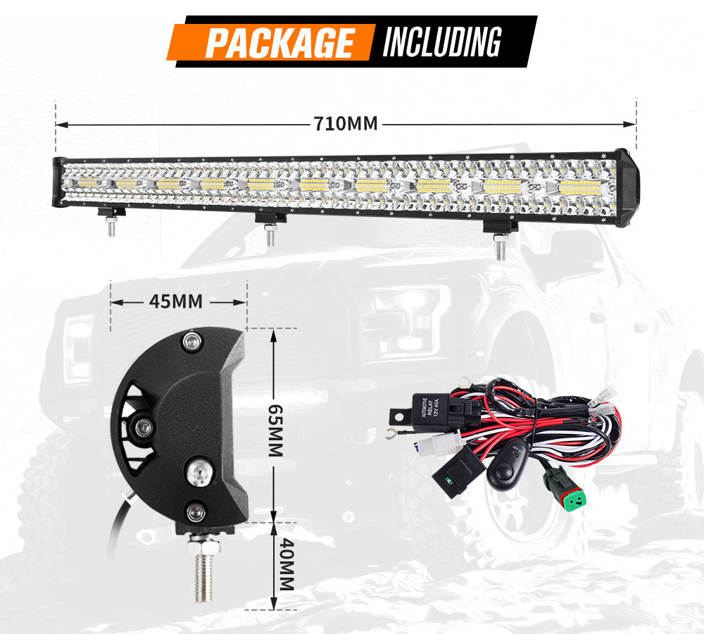 28inch CREE LED Light Bar Spot Beam Triple Row Work Driving Lamp 28" 4WD