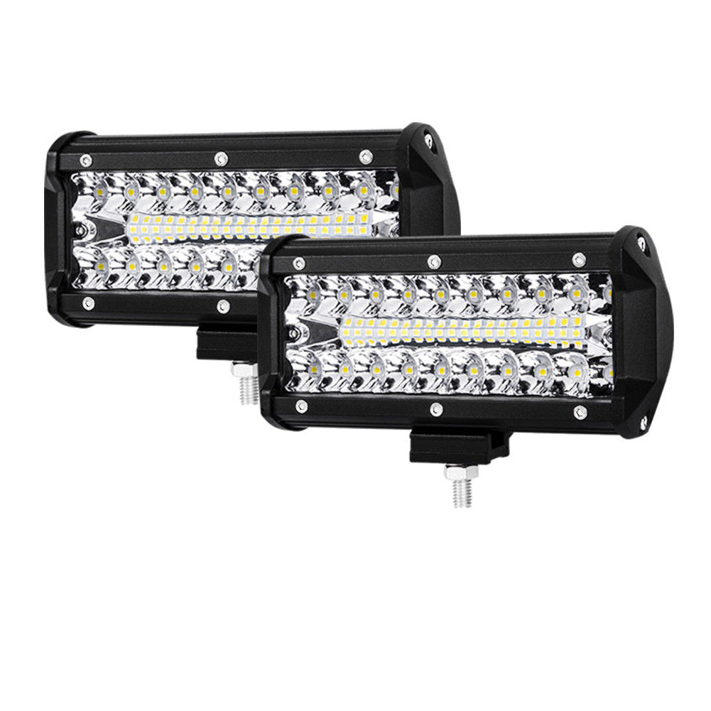 2x 7inch CREE LED Light Bar Spot Flood Combo Lightfox Vision Series Work Lamp