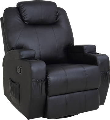 Massage Sofa Chair Recliner 360 Degree Swivel PU Leather Lounge 8 Point Heated