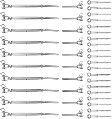 Stainless Steel Wire Rope DIY Balustrade Kit Jaw/Swage Fork Turnbuckle - 10 pack