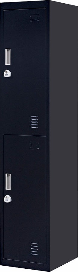 3-Digit Combination Lock 2-Door Vertical Locker for Office Gym Shed School Home Storage Black