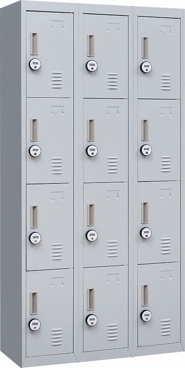 4-Digit Combination Lock 12 Door Locker for Office Gym - Light Grey