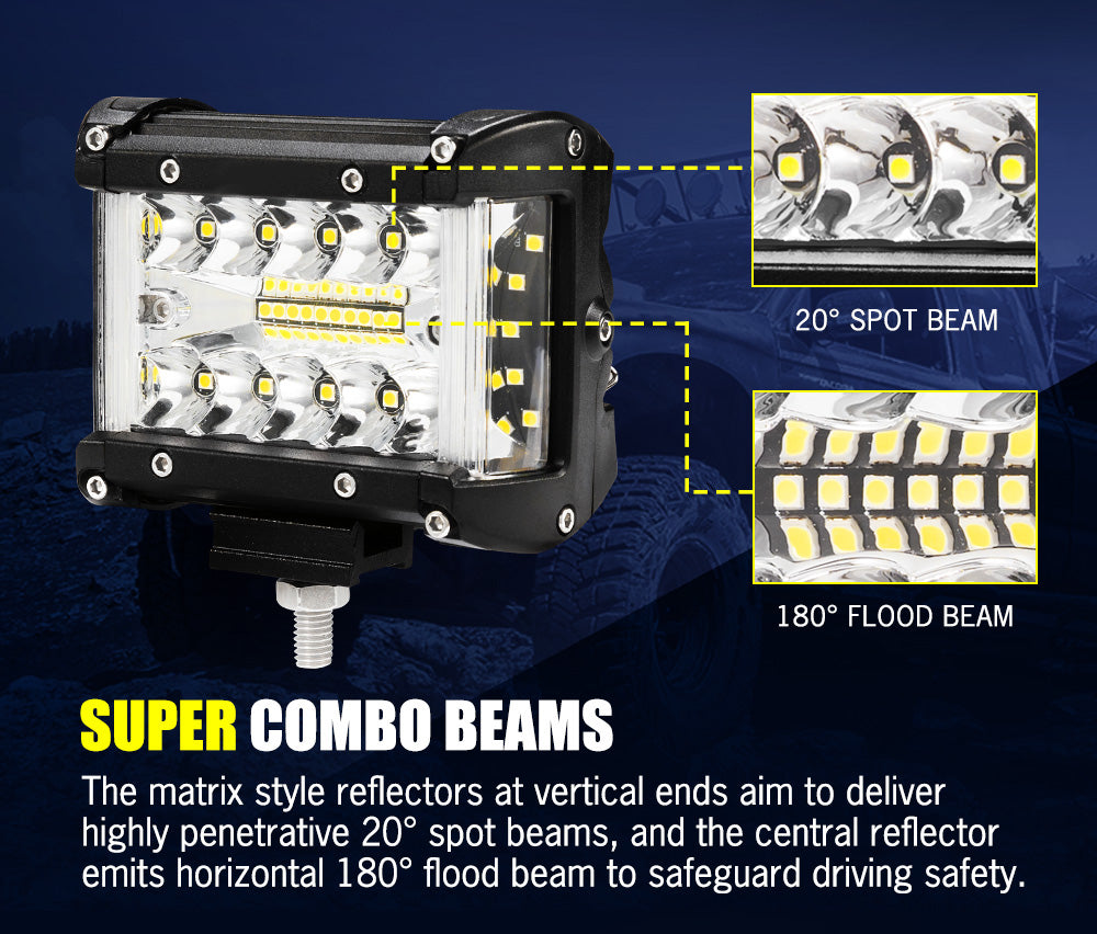 2x 4inch CREE LED Light Bar Side Shooter Pods Combo Beam Work Driving 4WD OffRoad