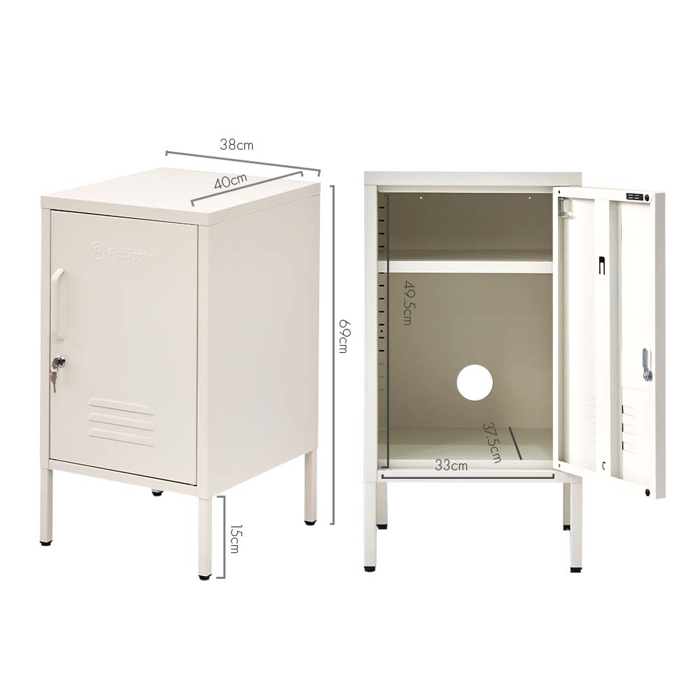 ArtissIn Mini Metal Locker Storage Shelf Organizer Cabinet Bedroom White