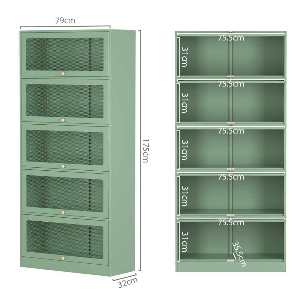 ArtissIn Buffet Sideboard Metal Locker Display Storage Cabinet Shelves Green