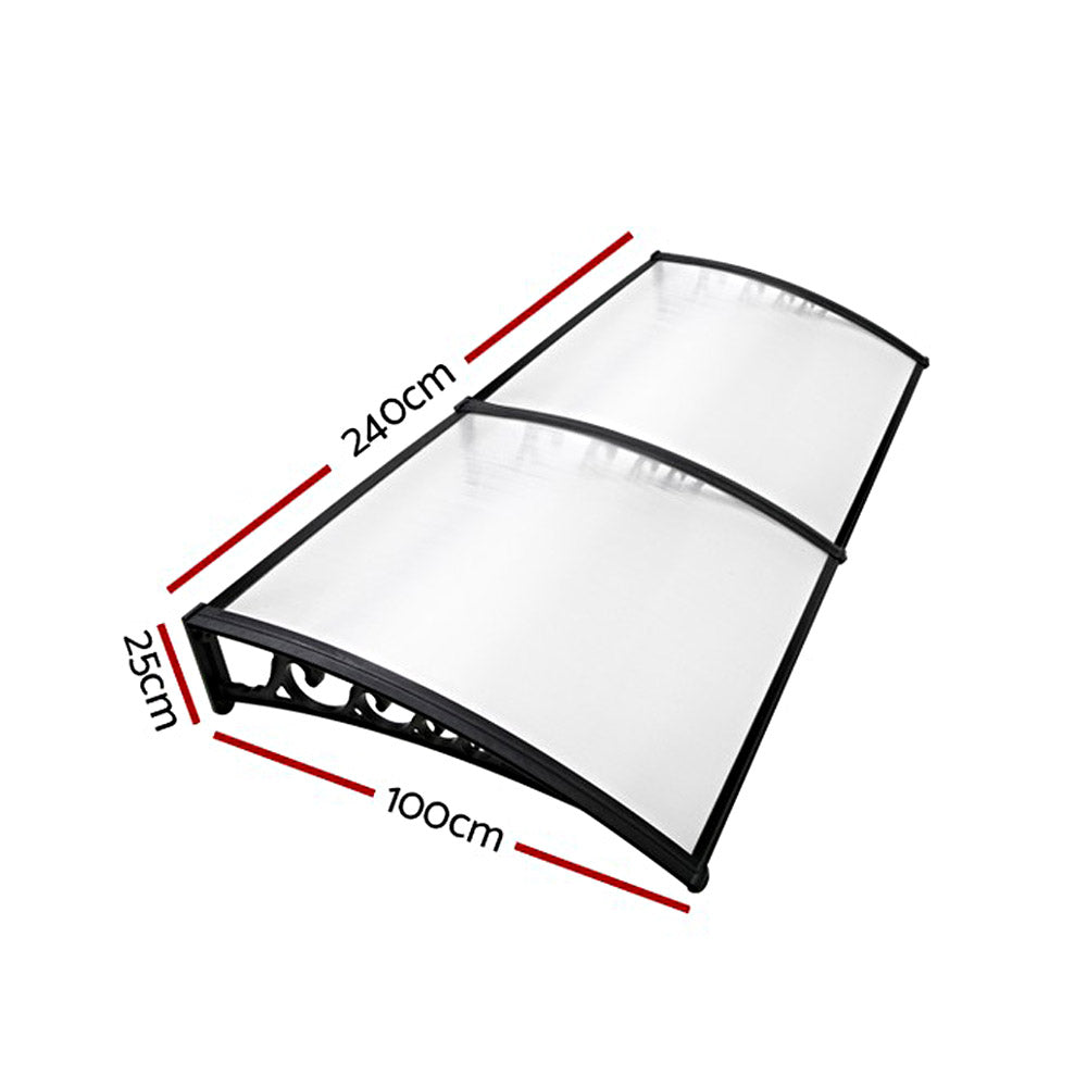 Instahut Window Door Awning Door Canopy 1mx2.4m DIY Patio Outdoor SunShield