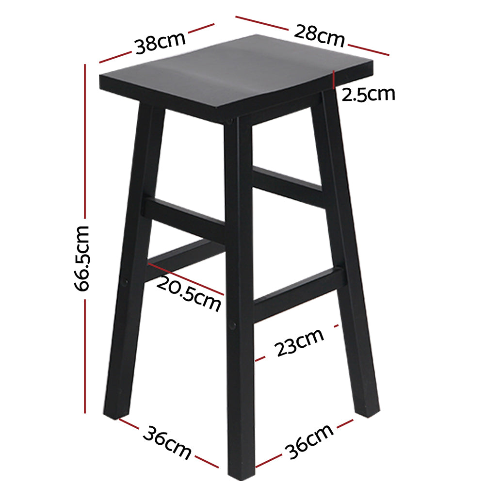 Artiss Set of 2 Beech Wood Bar Stools - Black