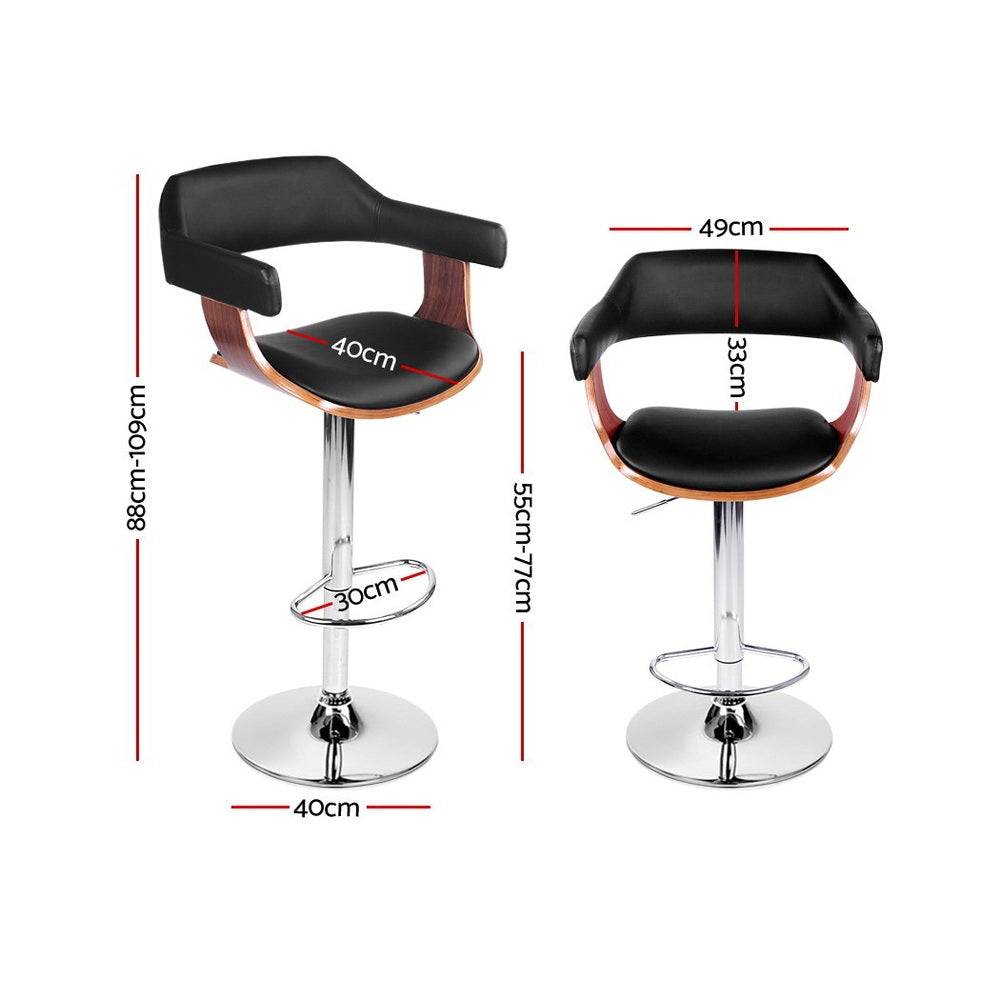 Artiss Wooden Bar Stool - Black and Wood