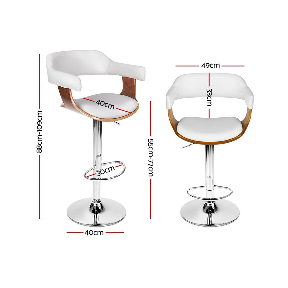 Artiss Wooden PU Leather Bar Stool - White and Chrome