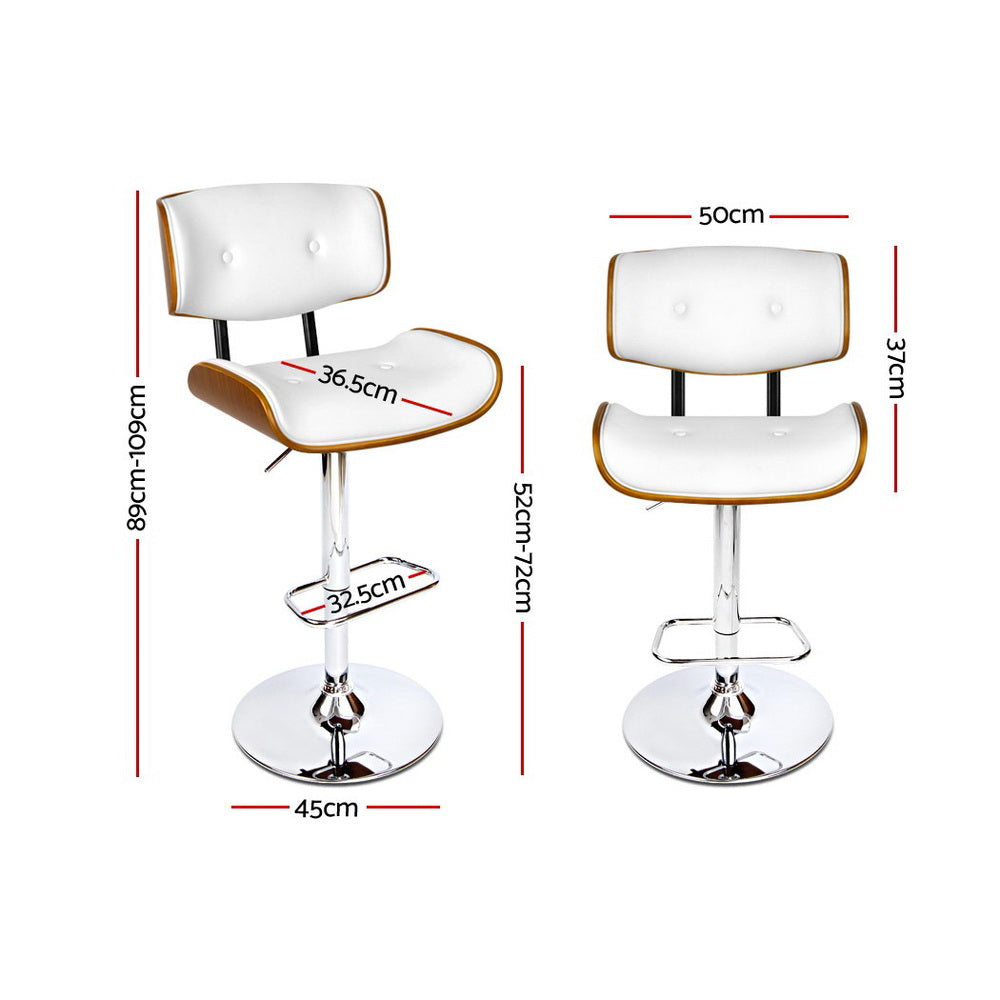 Artiss Wooden Gas Lift Bar Stool - White and Chrome