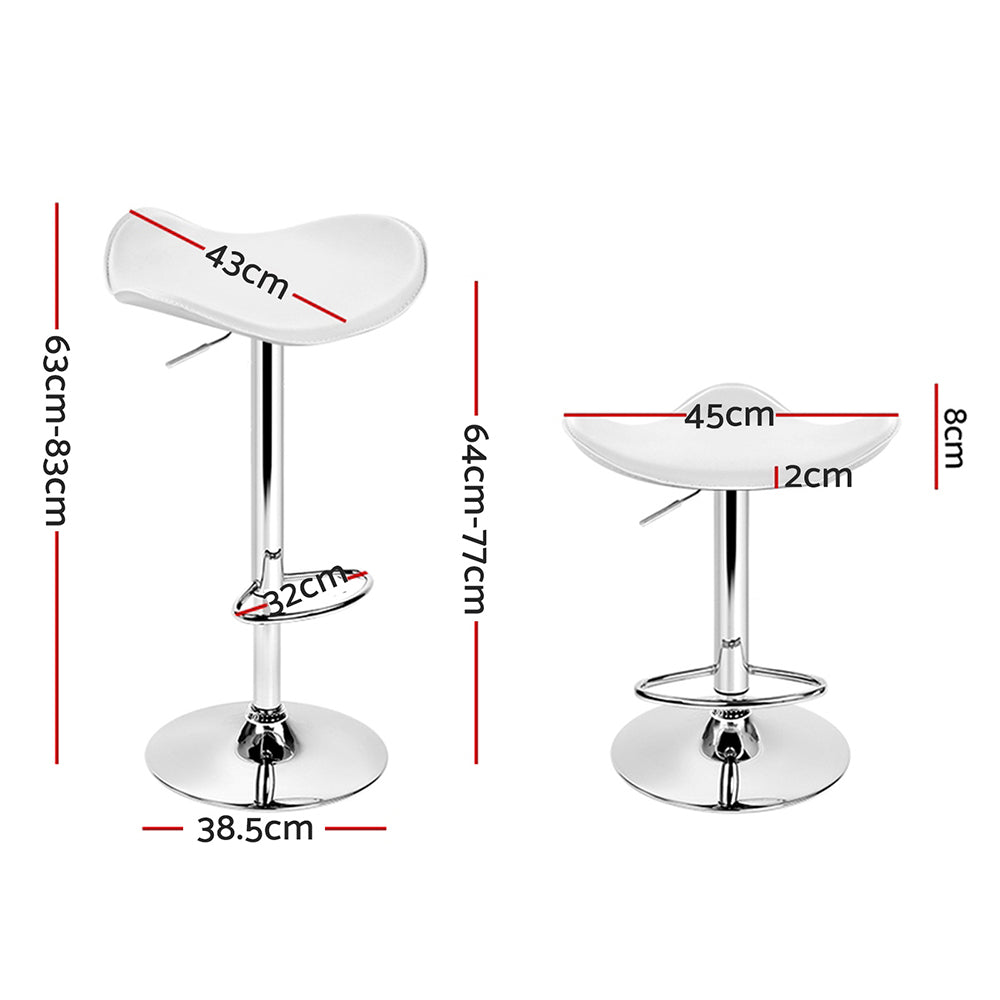 Artiss Set of 2 Gas Lift Bar Stools PU Leather - White and Chrome