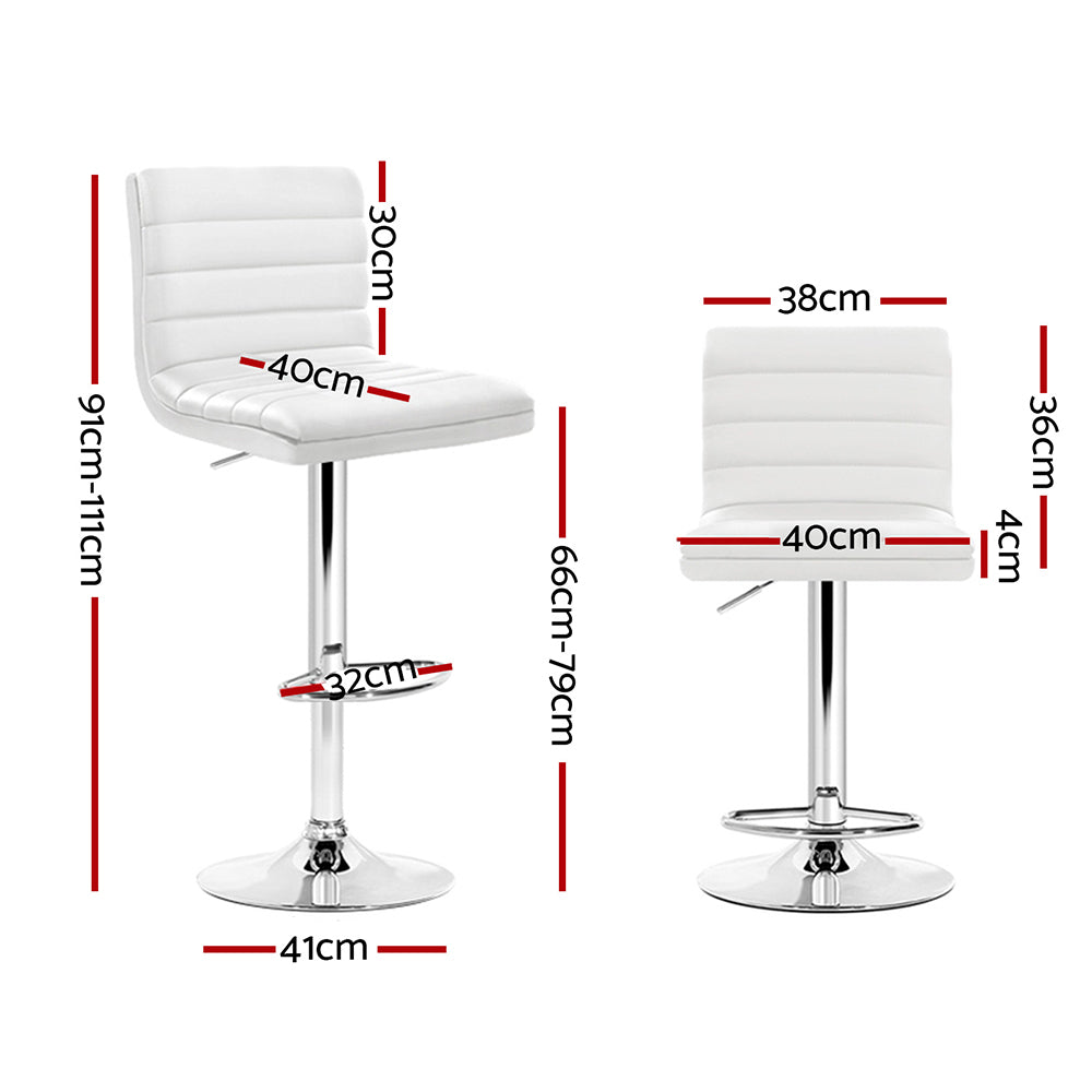 Artiss Set of 2 PU Leather Bar Stools Padded Line Style - White