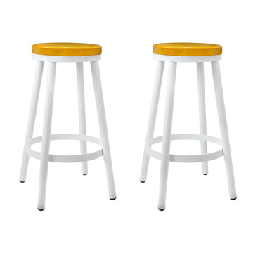 Artiss Set of 2 Wooden Stackable Bar Stools - White and Wood