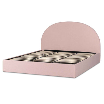 Mia Fabric King Bed - Blush Pink with Storage