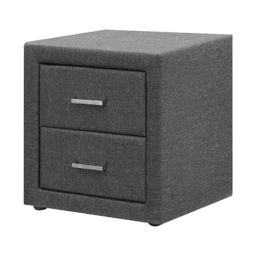 Artiss Fabric Bedside Table - Grey