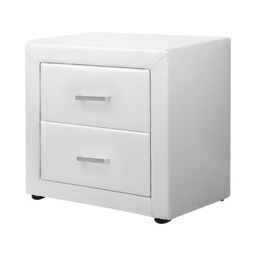 Artiss PVC Leather Bedside Table - White