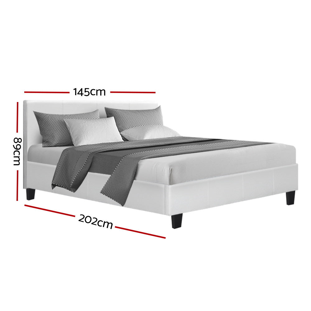 Artiss Neo Bed Frame PU Leather - White Double